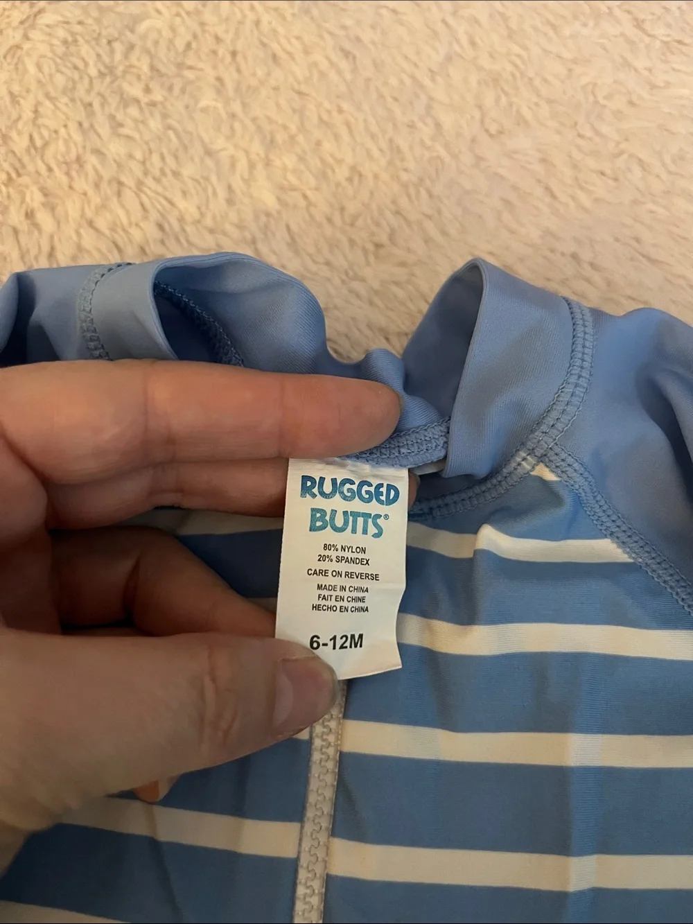 Rugged Butts Striped Blue & White Kids One-Piece Rash Suit with Front Zip